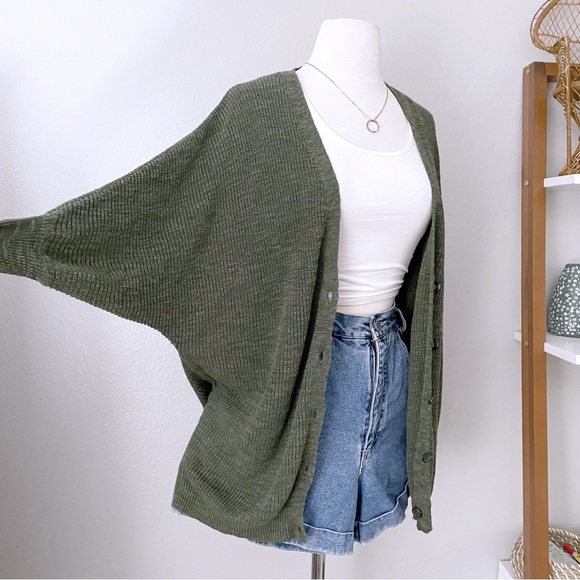 American Eagle Outfitters Sweaters - Deep Green Knit Button Front Cardigan